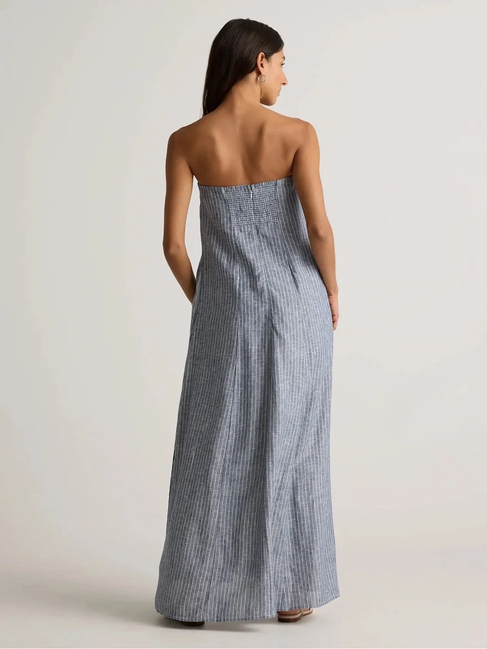100% European Linen Strapless Maxi Dress - Picture 4 of 11